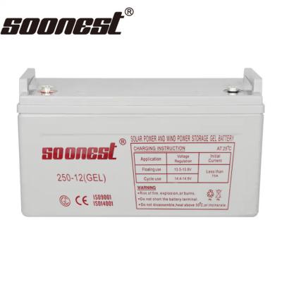 China Soonest 250Ah Batteries For Solar Agm Gel 12V 100Ah Batteries 250Ah 200Ah Deep Cycle Gel Solar Battery With Long Life for sale