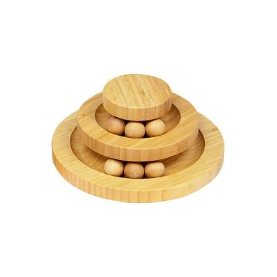 China Funny Cat Roller Cat Toy Double Layer Wooden Rolling Balls Viable Turntable for Kitty Cat Gifts for sale