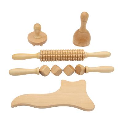 China Wooden Body Massage Tools , Manual Anti Cellulite Roller Massage Wooden Fascia Roller for sale