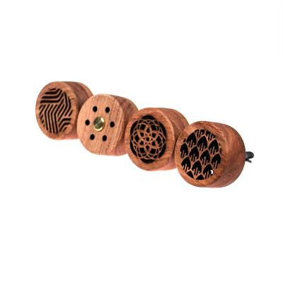 China Car Sustainable Diffuser Portable Natural Lava Stone Aromatherapy Wooden Car Log Essential Oil Diffuser Pendant for sale