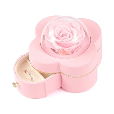 China Valentine's Day four leaf rose jewelry gift box handmade romantic creative ring bracelet jewelry display storage pendant case for sale