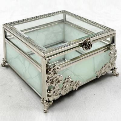 China Wholesale Custom Glass Jewelry Display Ring Jewelry Box Bracelet Necklaces Trinket Vintage High-end Classic Elegant Gift Box Jewelry Display for sale