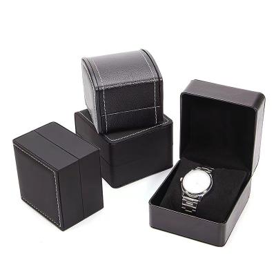 China Wholesale Custom Logo Simple Line Leather PU Leather Watch Box Watch Cases With Gift Packing Box for sale