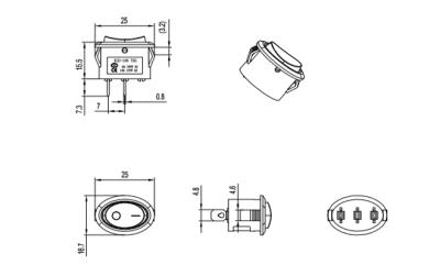 China Electrical Appliances Kcd1-203 21*15 6pin on to center position of T85 1e4 6a 250vac 10a 125vac 3 off rocker switch for sale