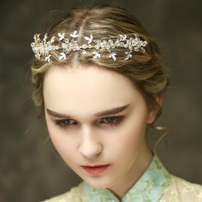 China Princess Wedding Bridal Wholesale Fashionable Luxury Tiara Crown Flower Hair Accessories Gold Headpiece Pageant for sale