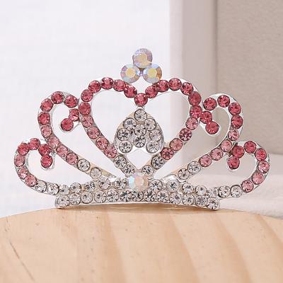 China Exquisite Custom Made Alloy+Rhinestone Tiaras And Crowns Alloy Hair Band Luxury Crystal Child Crown Color for sale