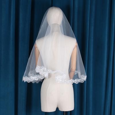 China Lace Edge Fashion Trend Style Lace Edge Bridal Veils Wedding Veil For Women for sale