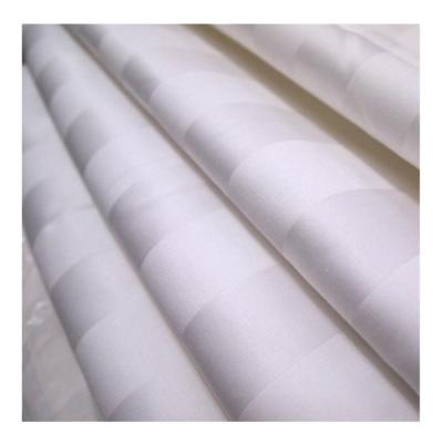 China Embossed Stripe Fabric Tear-resistant 100% Polyester Fabric Bleached White Color For Hotel Bed Sheet for sale