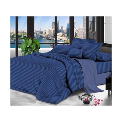 China Breathable Luxury Hotel Bed Sheet 100 Polyester Microfiber Stripe Embossed Dyed Fabric for sale