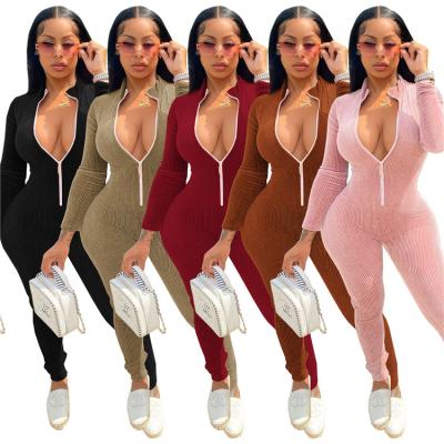 China 2021 W2 Autumn Winter Ladies Casual Bodycon Long QUICK DRY Rompers Long Sheath Plus Size Women Overall One Piece for sale