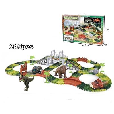 China 2022 New Slot Toy Orbit Track Dinosaur Track 128Pcs Light And Music Electric Orbit Track Toys for sale