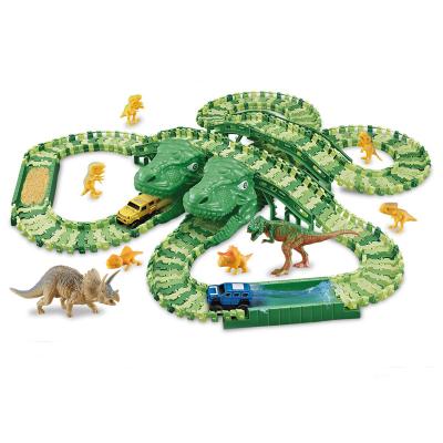 China Slot Toy Kids DIY Toys Best Christmas Gift Dinosaur Toys Electric Battery Track Slot Game Track Game for sale