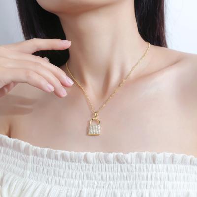 China Free Sample Vintage New Products Lock Diamond Hip Hop Gold Pendant Necklace Custom 14k Gold for sale