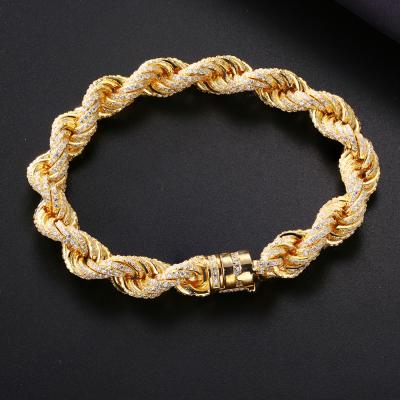 China Colors Last Over Years Without Fading Icy Cuban Link Hiphop Support Rope Chain 8.5 Inch Custom Cuban Link Bracelet Bangle for sale