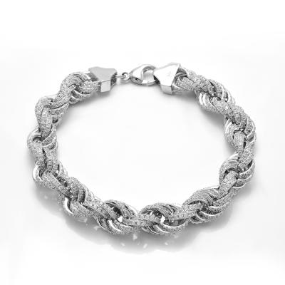 China New Design Hip Hop Hotsale White Gold Inlay Bracelet Full CZ Cuban Bling Chain for sale