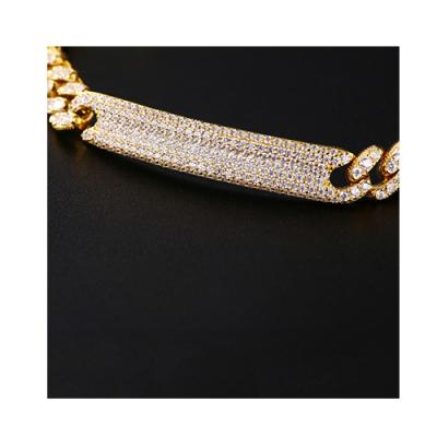 China Gold Sterling Silver Cuban Cz Hiphop Good Quality 14K Yellow Gold Chunky Cuban Link Bracelet for sale