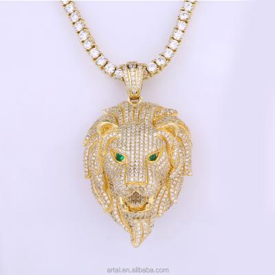 China Hiphop Fine Quality Hip Hop Custom Iced Out Lion Pendant 925 Sterling Silver Pendant for sale