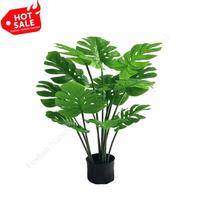 China Environmental Friendly Decorative Plastic Desktop and Home Artificial Tree Turtle Monstera Deliciosa Fake Plant for sale