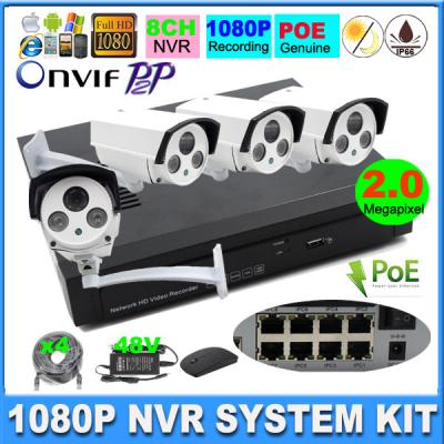 China 8CH 1080P Surveillance Camera System POE NVR SYSTEM Kit 2.0megapixel for sale