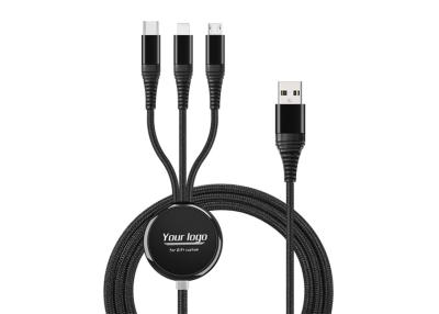 Cina USB intrecciato di nylon 115cm 3 in 1 colore di carico veloce del nero dell'OEM del cavo in vendita