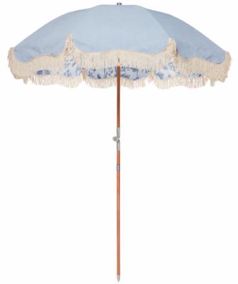 China 2021 New Products Contemporary Wooden Beach Umbrella With Fringes Custom Umbrella Beach Chair for sale