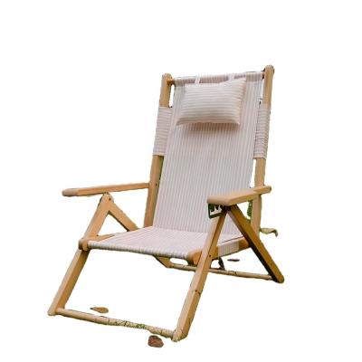 China 2021 Tropical New Custom Patterned Wooden Sea Folding Folding Beach Chair for sale