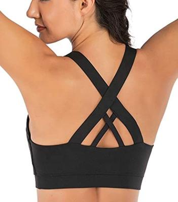 China Breathable Crisscross Back Padded Strappy Sports Bras Medium Support Yoga Bra With Removable CupsSports Bra For Wome for sale