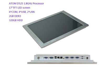 China ATOM D525 CPU 17 inch TFT LED Screen Industrial Panel PC / Computer fanless silent pc for sale