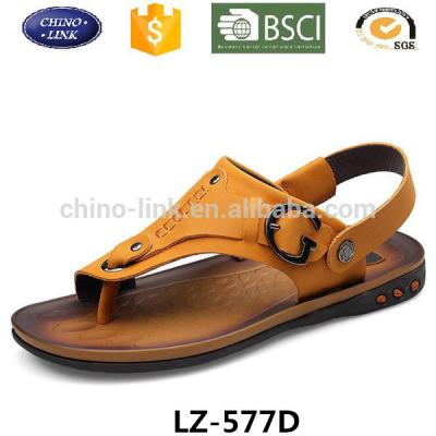 China 2017 new men's beach sandal anti-skid summer slide casual leather men's sandals and slippers flip-flops factory direct wholesale for sale