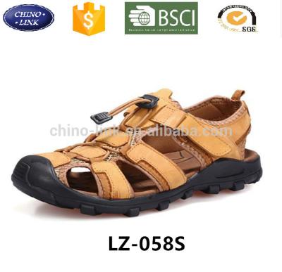 China UA Summer Shoes Men Slip On Leather Sandalias Outdoor Casual Beach High Quality Shoes Brown Sandals for sale