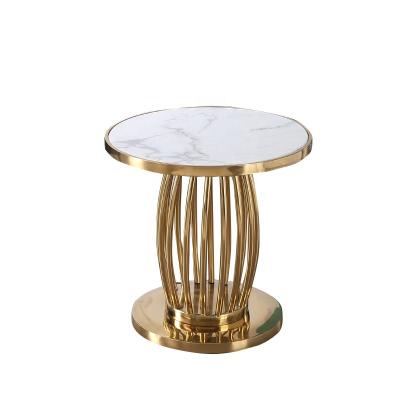 China Modern Decorative Luxury Modern Design End Table Polished Promotional Snack Table Round Steel Side Table Living Room Furniture for sale