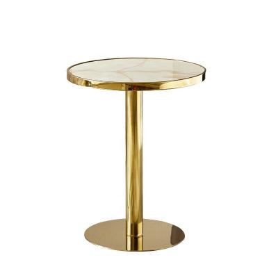 China Modern White Marble Corner Table Simple Style Modern White Marble Table Top End Stainless Steel Gold Snack Table Compact Hot Sale Living Room Furniture for sale