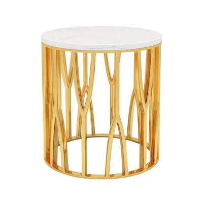 China Practical home modern style modern design coffee table end table gold marble furniture side table for living room or bedroom for sale