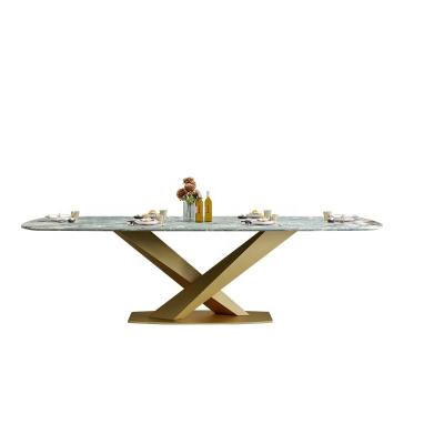 China Customized Nordic Minimalist Style Dining Table Set Slab Stainless Steel Kitchen Table Multi Size Restaurant Tables Home Furniture for sale