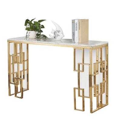 China New Design Console Table Modern Simple Nordic Style Marble Hallway Table Entry Table Good Quality Stainless Steel Top Furniture for sale