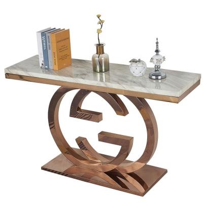 China Hallway Modern Warm Light Luxury Marble Table Style Console Table Modern Square Decorative Table Living Room for sale