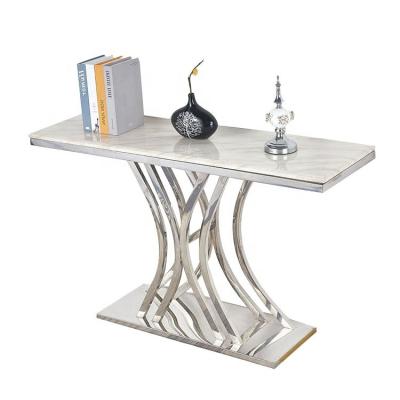 China Nordic Style Hall Modern High Quality Silver Innovative Elegant Table Frame Stainless Steel Table Console Table Entryway for sale