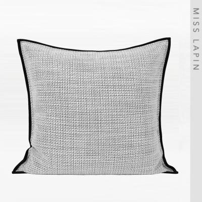 China Luxury Large Black And White Hotel Pillow Cover Large Back Bed Chenille Cushion Cover 60x60cm Jacquard Decorative Square for sale