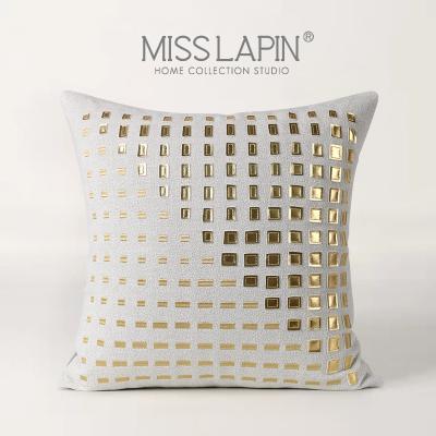 China Sofa Decor Throw Pillow Cover PU Luxurious Gold Applique Embroidered Decorative Luxury Cushion Cover for sale