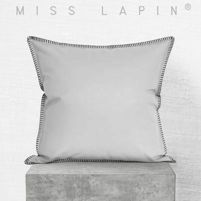 China 2021 Interior Design Luxury Decorative Miss Rabbit Faux Leather Throw Pillow Cover Gray PU Cushion Cover for sale