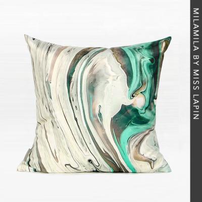 China Decorative Ink Painting Shading Design Pattern Pillow Cover Germany Digital Printing Velvet Cushion Covers 18x18 for sale