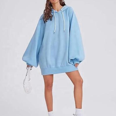 China Customized loose high quality anti-pilling women's casual sleeve hoodie plus long sports women's hoodie for sale