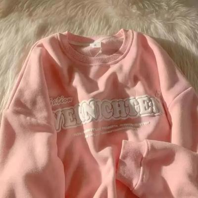 China Anti-wrinkle Tengcai Apparel Women's Hoodie Solid Color Letter Essential Logo Plus Print Loose Breathable Women's Small Cotton Sweatshirt Hoodie for sale