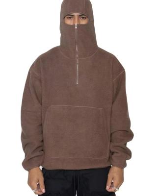 China Tengcai Clothing Factory 1/3 Zipper Breathable Fleece Hoodie Custom Material Logo Label Jacket Sweatshirt With Mask Hoodie for sale