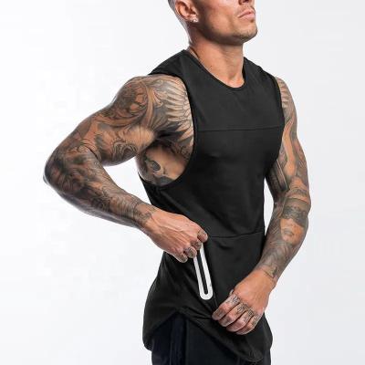 China Wholesale QUICK DRY Polyester Workout Sweat Fitness Sweat Running Vest Men's Breathable Zipper Pocket Vest for sale