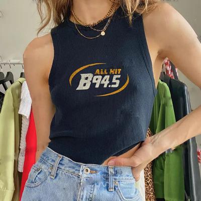 China Print QUICK DRY Crop Top Summer Women Baby Clothes Vintage Streetwear T-shirt Slim Sleeveless Tank Tops for sale