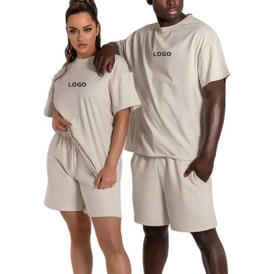 China OEM Customized Women Breathable Summer 2 Piece Tracksuit Short Set Unisex Sweatsuit Printed Short Sleeve Summer Shorts T Shirt Set Men for sale