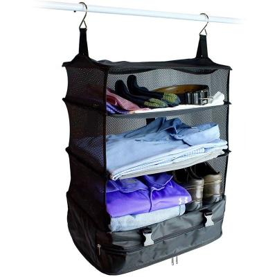 China High Quality Custom Style Wardrobe Clothes Hanging Rack Travel Shelves Foldable Portable Hook Organizer Suitcase Storage Bag for sale