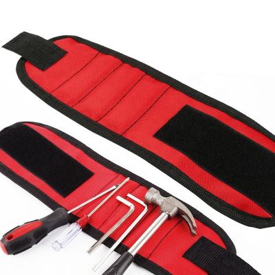 China Customized Multifuction Tool Bags Wristband Belt With Powerful Strong Magnets Screws Bolts Adjustable Drills Instruments Holder Electrician Tool Bag for sale