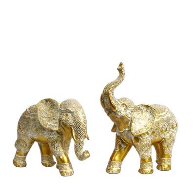 China Art Deco Hand Made Home Decor Resin Gold Elephant Statue,Table Indoor Ornament Wholesale China Elephant Figurines for sale